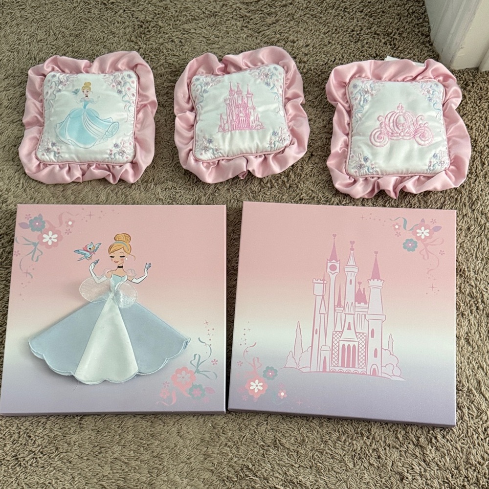 Pink and Blue Cinderella Wall Art Set